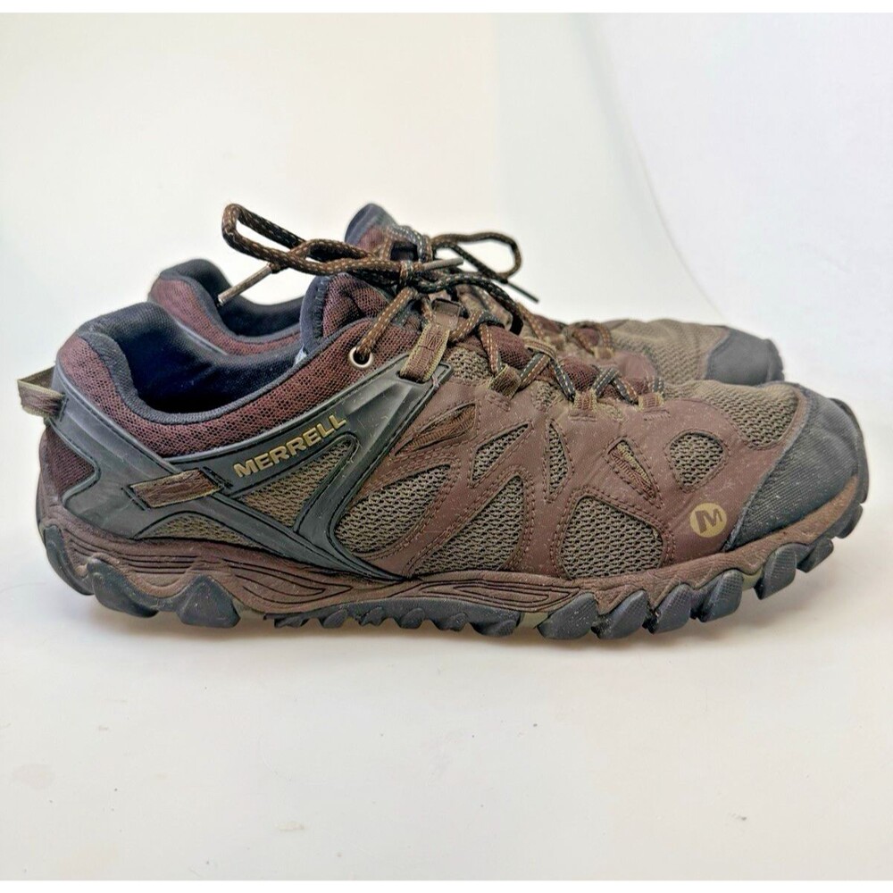 Merrell Men US 15 EU 50 Unifly All Out Blaze Brown Green Vibram Hiking Shoe EUC